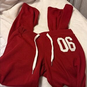 Maroon open leg sweatpants